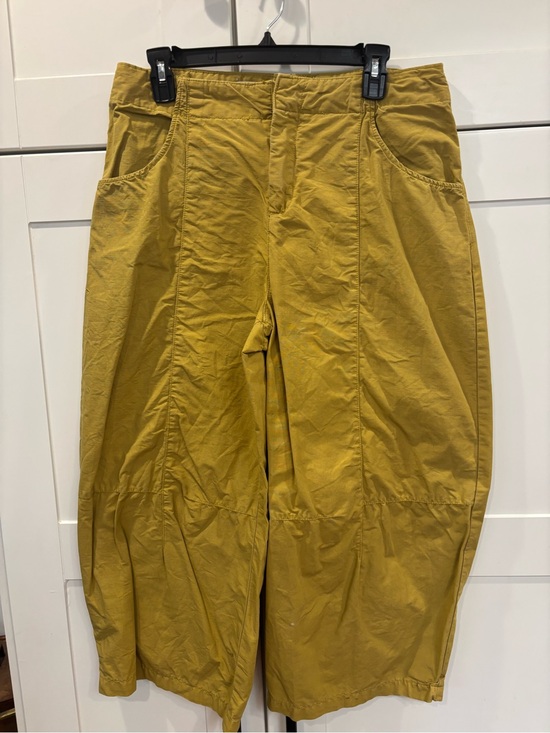 Pilcro Pants - Pilcro women’s Mustard Wide-Leg barrel cropped Pants